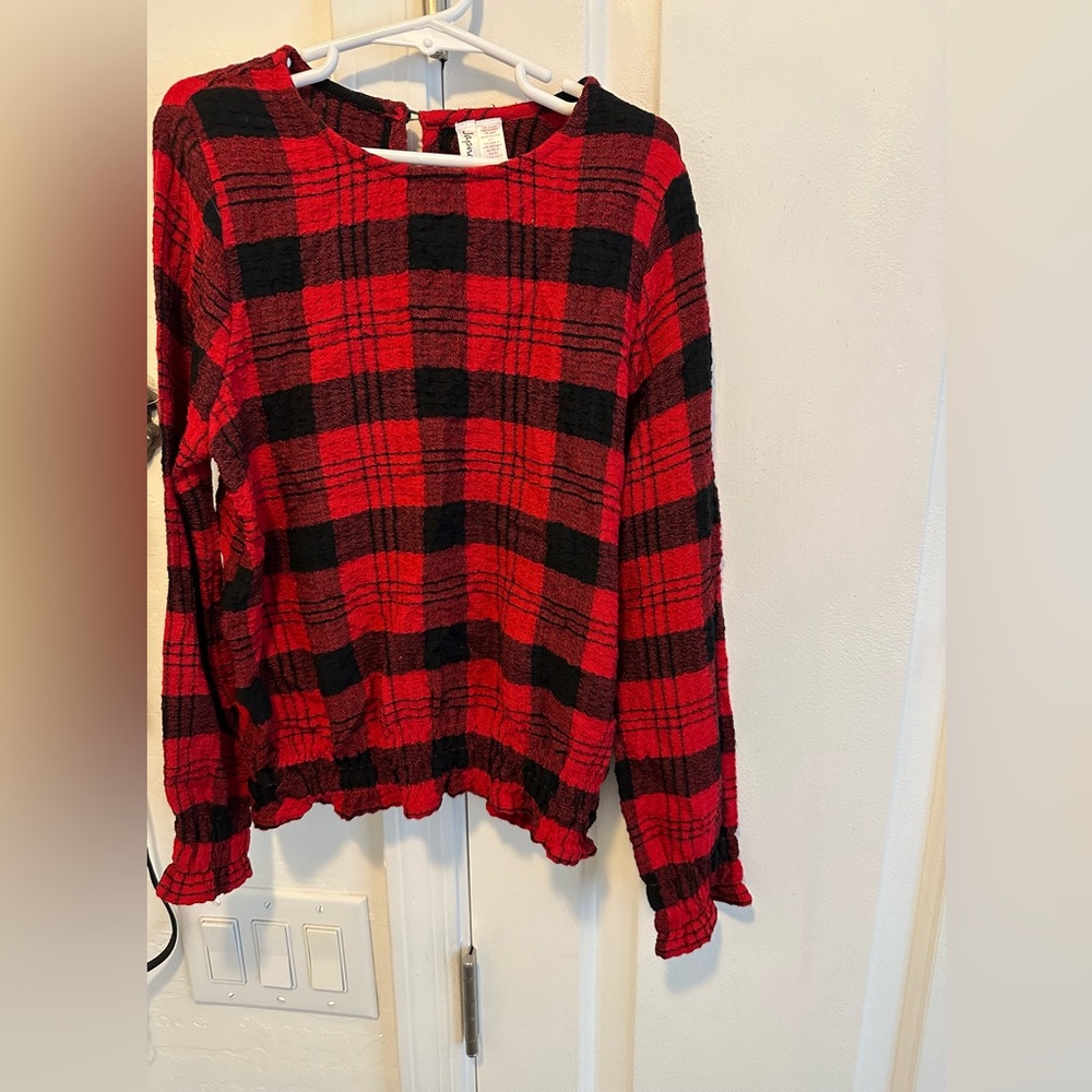 Girls red and black plaid shirt size 7/8 by Japna kids
